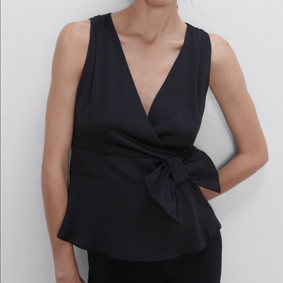 Zara bow waist top black xs - Picture 3 of 6
